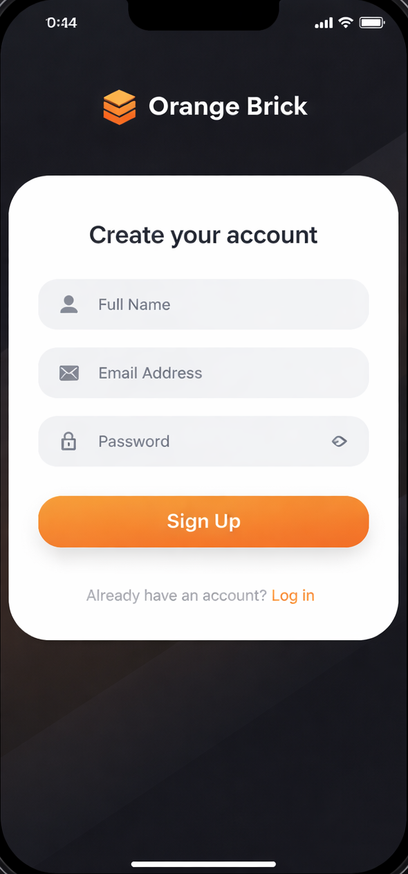 Mobile app interface mockup